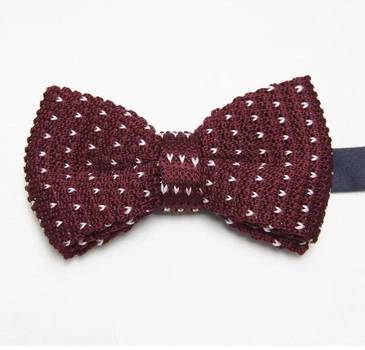 Метелик Bow Tie House в'язаний вишневий в білу гачку 03469