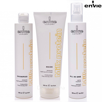 Набір з молочними протеїнами ENVIE LUXURY MILK PROTEIN Шампунь 250ml + Маска 250ml + Термозахист 10 в 1 250ml