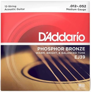 Струны для акустических гитар D'Addario EJ39 PHOSPHOR BRONZE MEDIUM 12-STRING (12-52)