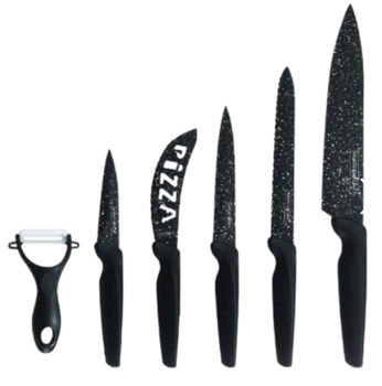 Набір кухонних ножів Royalty Line RL-MB5N з антипригарним покриттям і керамічної овочечисткою