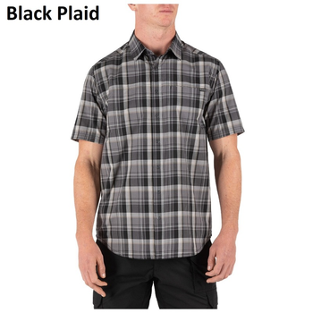 Сорочка 5.11 HUNTER PLAID SHORT SLEEVE SHIRT, 71374 Medium, Black Plaid