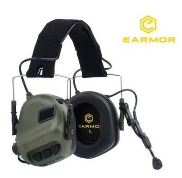 Активные защитные наушники Earmor M32 FG(MOD3) Микрофон с крепление на голову, под шлем. каску ORIGINAL ( Олива )