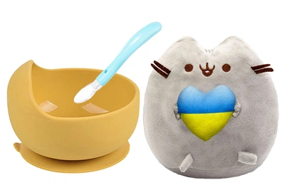 Набор S&T мягкая игрушка Pusheen cat/тарелка Y28/ложка (v-10551)