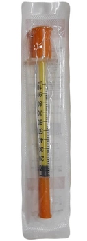 Шприц медичний інсуліновий Alexpharm U-100 з незнімної голкою 0,3х13мм. жовтий