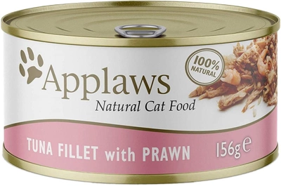 Mokra karma uzupełniająca dla dorosłych kotów Applaws Cat filety z tuńczyka i krewetki 156 g (5060122490238)