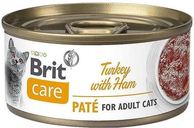 Вологий корм для дорослих котів Brit Care Turkey with Ham Pate зі смаком індички 70 г (8595602545490)