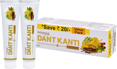 Крем для зубов Patanjali Ayurved Dant Kanti Улучшенный 2х100 г (8904109450471)