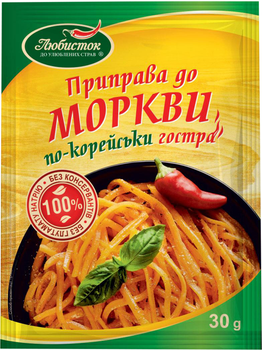 Упаковка приправи Любисток до Моркви по-корейськи Гостра 30 г × 13 шт (4820076010729)