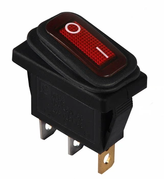 Перемикач LSW36 3PIN червоний з фіксацією та підсвічуванням IP45 ON-OFF 15A 250VAC "LEMANSO" KCD3-10