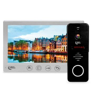Комплект відеодомофона Light Vision: домофон 7" AMSTERDAM FHD White та відеопанель RIO FHD Black