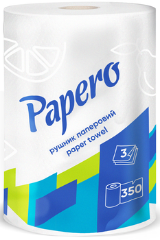 Бумажное полотенце Papero Джамбо 3 слоя 350 листов 1 рулон (4820066562467)