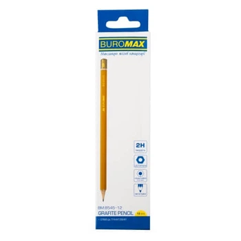 Олівець графітовий «PROFESSIONAL» 2H жовтий без гумки 12 шт BuroMax BM.8545-12 Buromax (BM.8545-12)