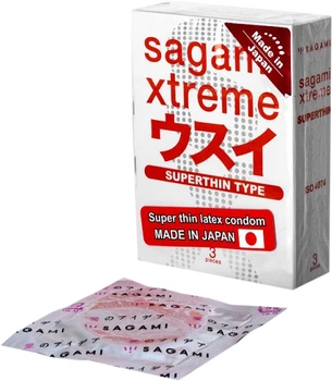 Презервативи Sagami Xtreme Superthin Латексні ультратонкі 3 шт (4974234811878)