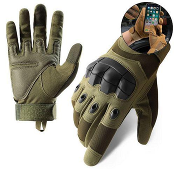 Перчатки тактические сенсорные BDA; L/9; Олива. Универсальные тактические перчатки с пальцами. Армейские перчатки.