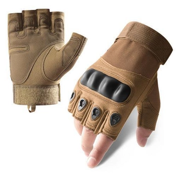 Перчатки тактические BDA; L/9; Хаки. Универсальные тактические перчатки без пальцев. Армейские перчатки.