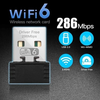 Сетевой адаптер Wi-Fi 6 AX286, мини-USB-приемник, 2,4 ГГц, 802.11ax