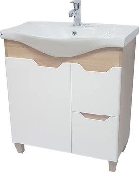 Тумба підлогова ВАНЛАНД Wood W-75 W біла з умивальником Basic 75