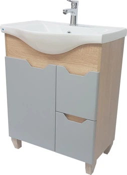 Тумба підлогова ВАНЛАНД Wood W-65 G сіра з умивальником Basic 65