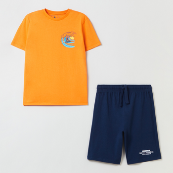 Komplet (t-shirt + spodenki) dla dzieci OVS Tsh Print+Shr Jersey 1796831 164 cm Pomarańczowy/Granatowy (8056781016176)