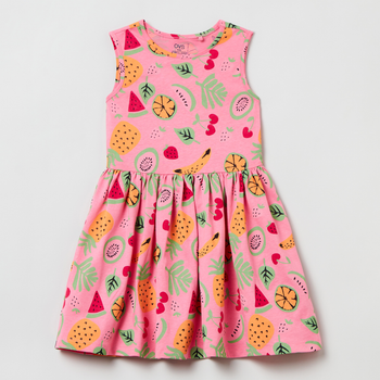 Sukienka letnia dla dziewczynki OVS Aop Dress 15-2216 Aop 1804224 110 cm Różowa (8056781108376)