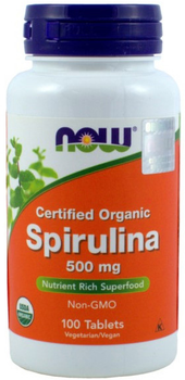 Now Foods Spirulina 500 mg 100 tabletek Oczyszczanie (733739026965)