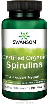 Дієтична добавка Swanson Спіруліна Organic 500 мг 180 таблеток (87614060446)