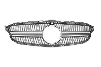 Передняя решетка AMG Silver (для Avantgarde/AMG-Line/C43 AMG) 2014-2018, с камерой для Mercedes C-сlass W205