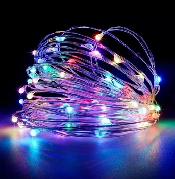 Гірлянда різнокольорова на батарейка Роса мультиколор 20 led 2 метра