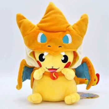 М'яка плюшева іграшка Tomy Pokemon Пікачу 21 см з посмішкою в костюмі дракона Чарізард Покемон