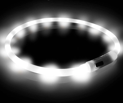 Ошейник для собак Led светящийся цвет БЕЛЫЙ размер средний 50см (OM5)