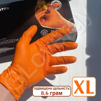 СУПЕР ПРОЧНЫЕ перчатки нитриловые Mercator GoGrip размер XL оранжевые 50 шт