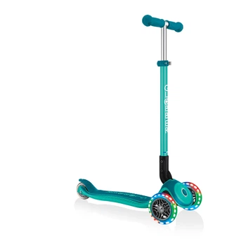 Детский самокат Globber Primo Foldable Plus Lights Emerald Green от 3 до 9 лет (439-107)