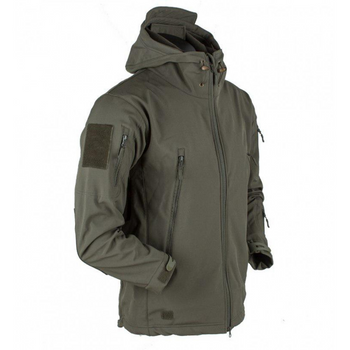 Мужская демисезонная Куртка с капюшоном Softshell Shark Skin 01 на флисе до -10°C олива размер M