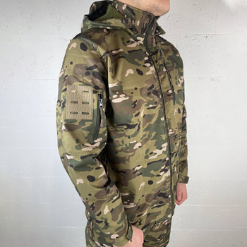 Мужская демисезонная Куртка с капюшоном Softshell на флисе мультикам размер XXL