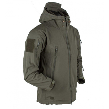 Мужская демисезонная Куртка с капюшоном Softshell Shark Skin 01 на флисе до -10°C олива размер XXL