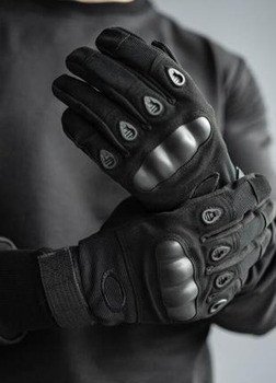 Зимние утепленные перчатки с косточками и сенсорными накладками черные размер XL