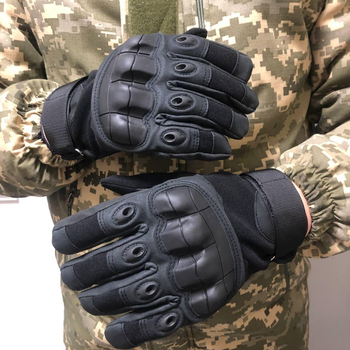 Плотные сенсорные перчатки с мембраной и защитными накладками черные размер L