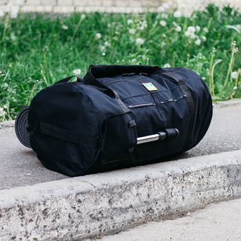 Тактическая сумка-баул 100л армейская Оксфорд черный с креплением для каремата и саперной лопаты.