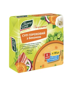 Суп гороховый с беконом "Тьотя Соня" Брикет 180г