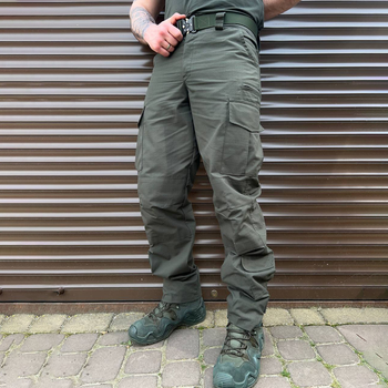 Мужские крепкие Брюки с накладными карманами / Плотные Брюки рип-стоп олива размер M