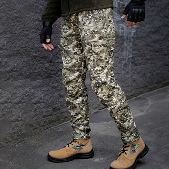 Утепленные мужские брюки с 6-ю карманами / Брюки пиксель размер XL