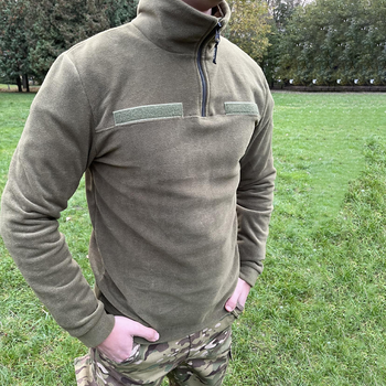 Чоловічий флісовий джемпер з високим коміром та велкро панелями / Фліска у кольорі олива розмір 48