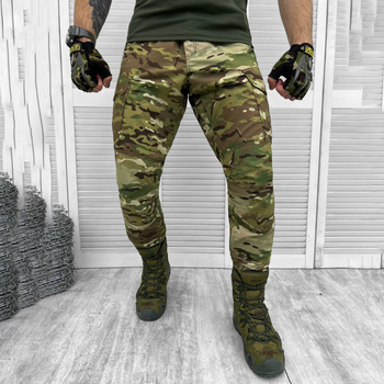 Чоловічі міцні Штани із накладними кишенями та манжетами / Щільні Брюки ріп-стоп мультикам розмір M
