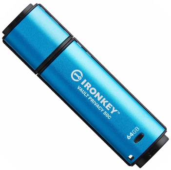 Флеш память USB Kingston IronKey Vault Privacy 50 64GB USB Type-C Blue (IKVP50C/64GB)