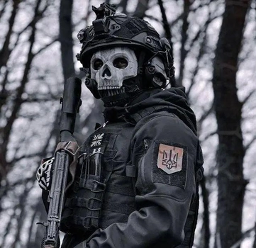 Маска балаклава призрак череп Ghost Call of Duty PRO one size черная тактическая латекс для военных и байкеров хелоуин
