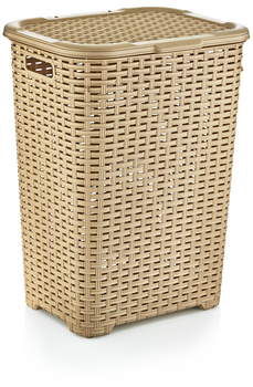 Корзина для белья ротанг Dunya Plastik 45л. бежевый 05006