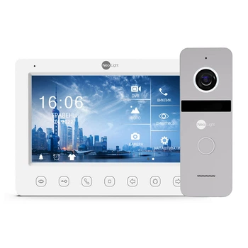 Комплект відеодомофона Neolight NeoKIT FHD Pro Silver: відеодомофон 7" з детектором руху і 2 Мп відеопанель (202018)
