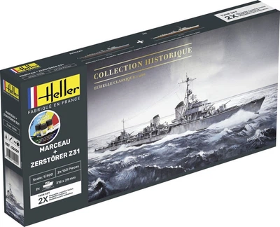 Сборная модель 1/400 эсминец Marceau + ZERSTÖRER Z31 Twinset Стартовый набор Heller 55009