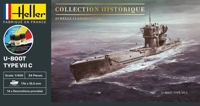 Сборная модель 1/400 подлодка U-Boot Type VII Стартовый набор Heller 57002