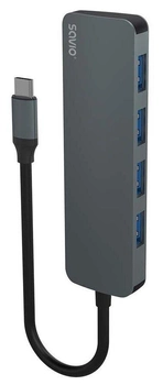USB-хаб Savio AK-54 USB Type-C - 4 x USB Type-А Grey (SAVAK-54)